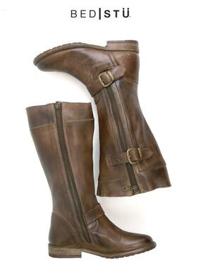 Gogo Lug Leather Boots by BED|STÜ Women’s size 7.5 Brown Leather Mid Calf